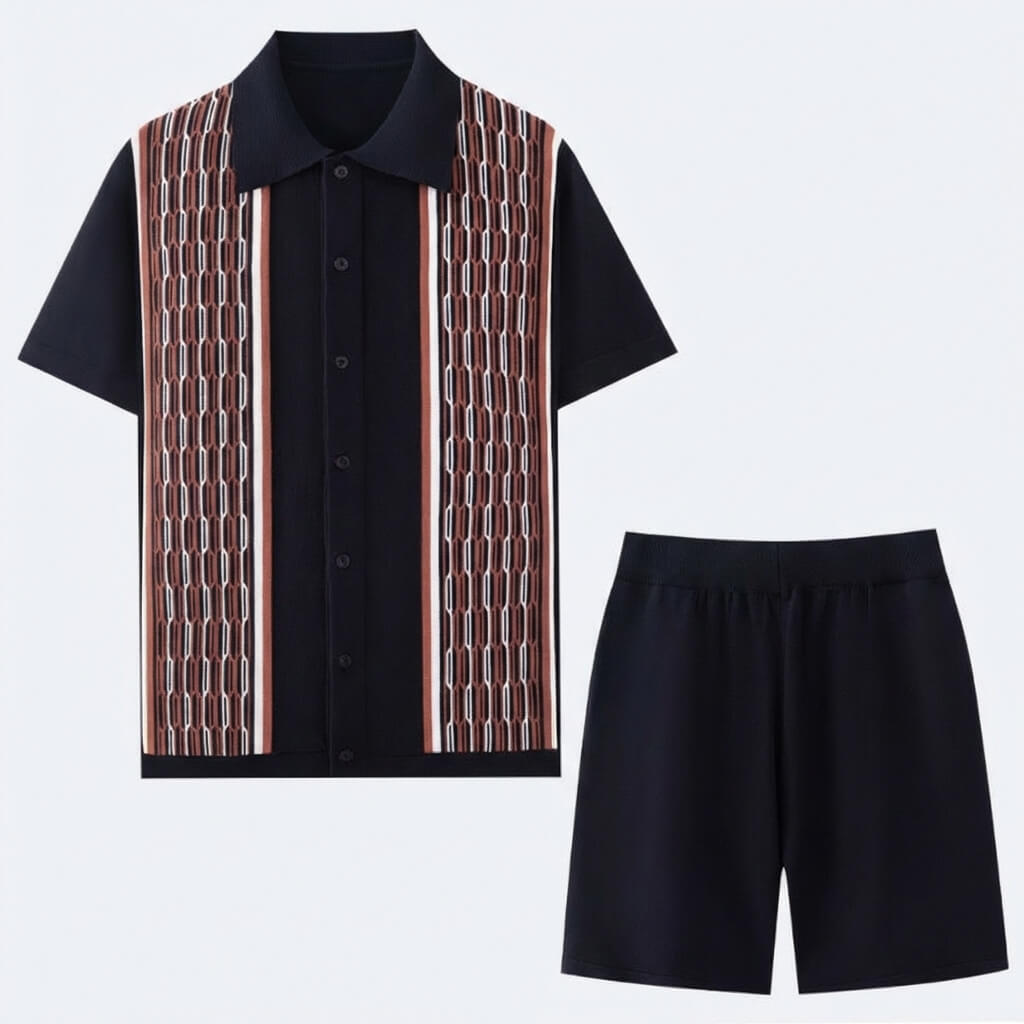 Set pentru bărbați format din cămașă tricotată și pantaloni scurți — vacanță