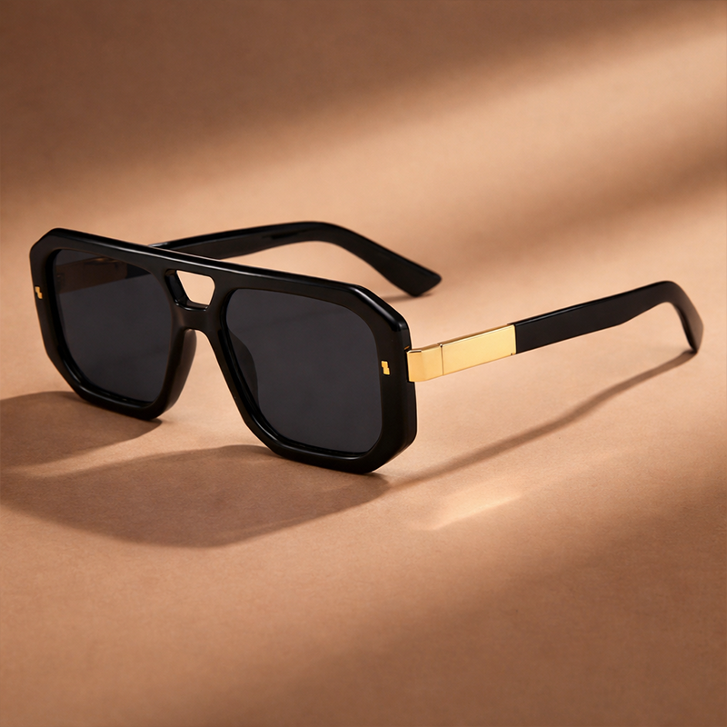 Lunettes de soleil carrées à double pont rétro, protection UV400 unisexe