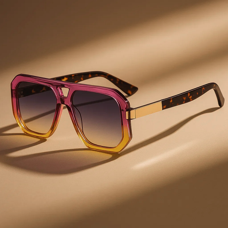 Lunettes de soleil carrées à double pont rétro, protection UV400 unisexe