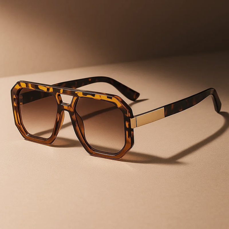 Lunettes de soleil carrées à double pont rétro, protection UV400 unisexe