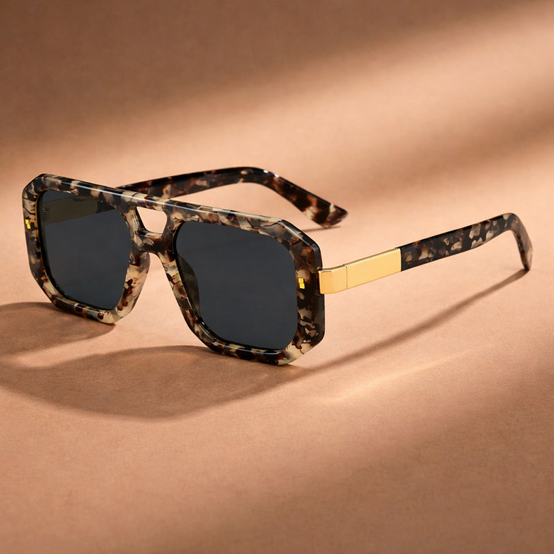 Lunettes de soleil carrées à double pont rétro, protection UV400 unisexe