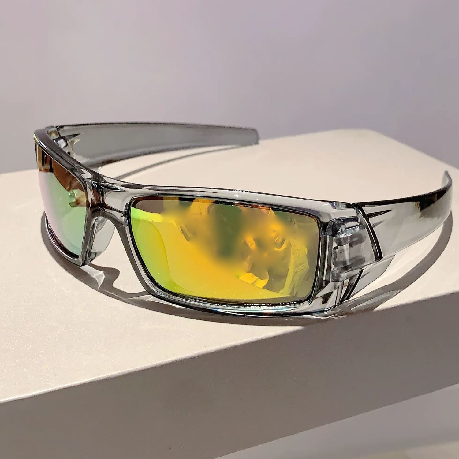 Wraparound sports sunglasses in Y2K punk style with UV400 protection, unisex