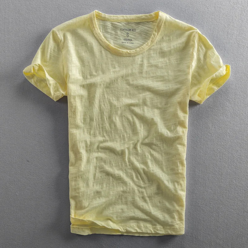 T-shirt 100 % coton pour homme avec col rond et manches courtes