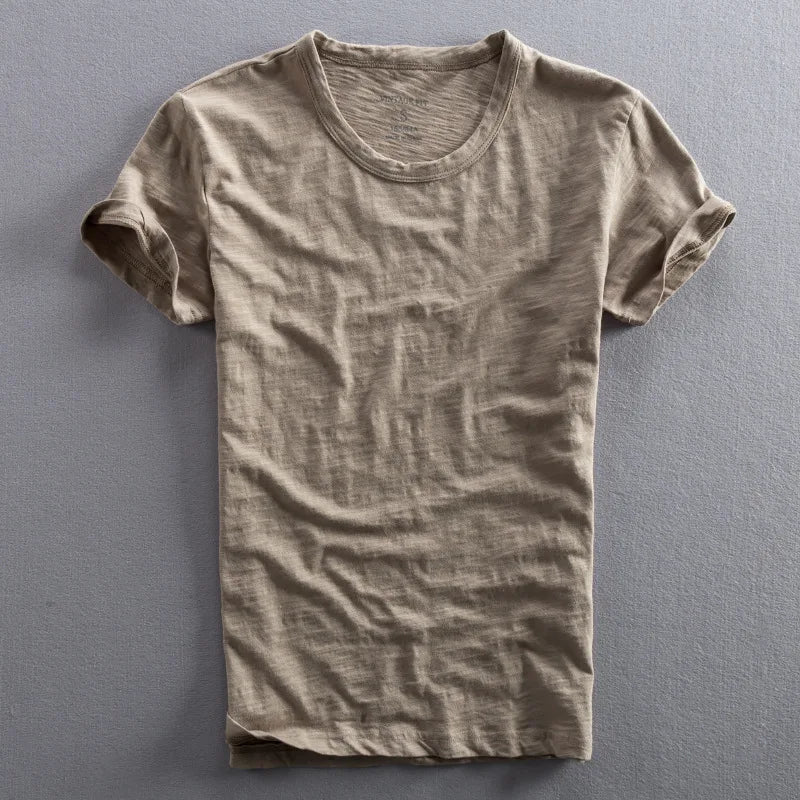 T-shirt 100 % coton pour homme avec col rond et manches courtes