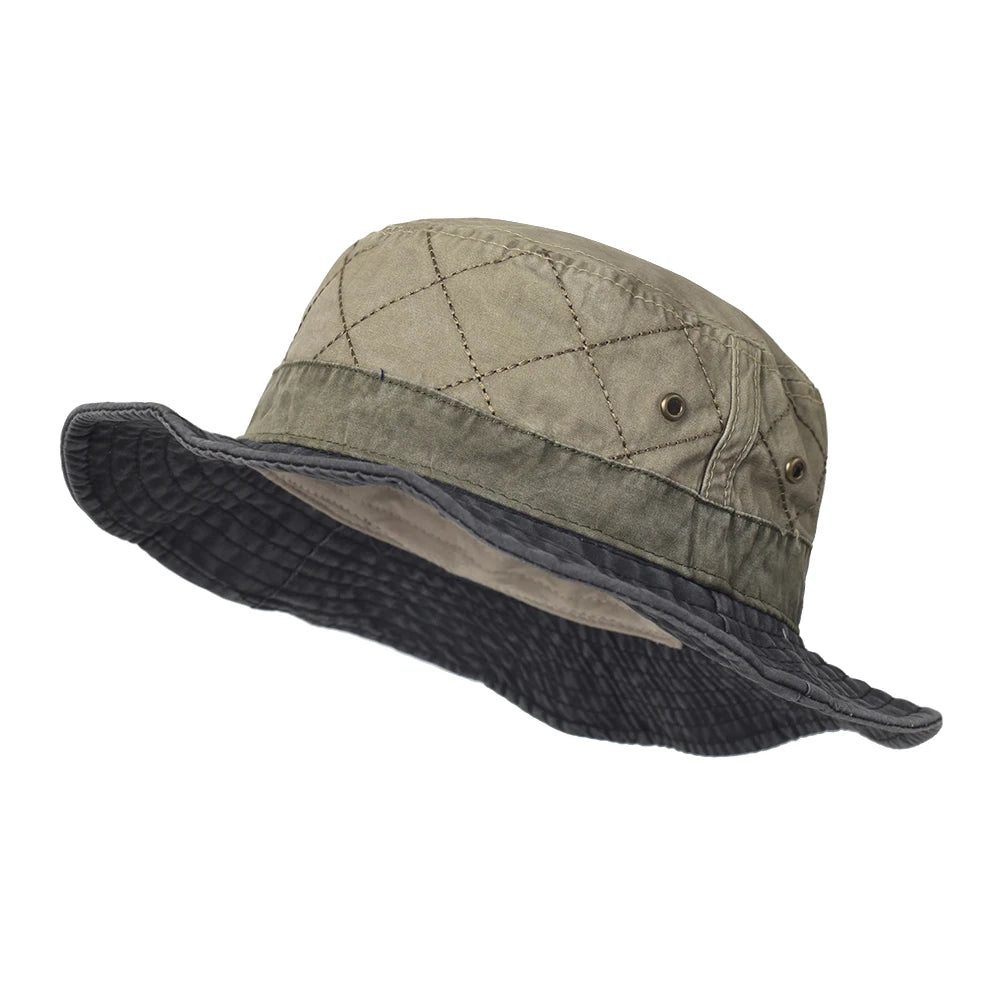 Pălărie tip bucket unisex din bumbac spălat, pentru pescuit și vânătoare, protecție solară