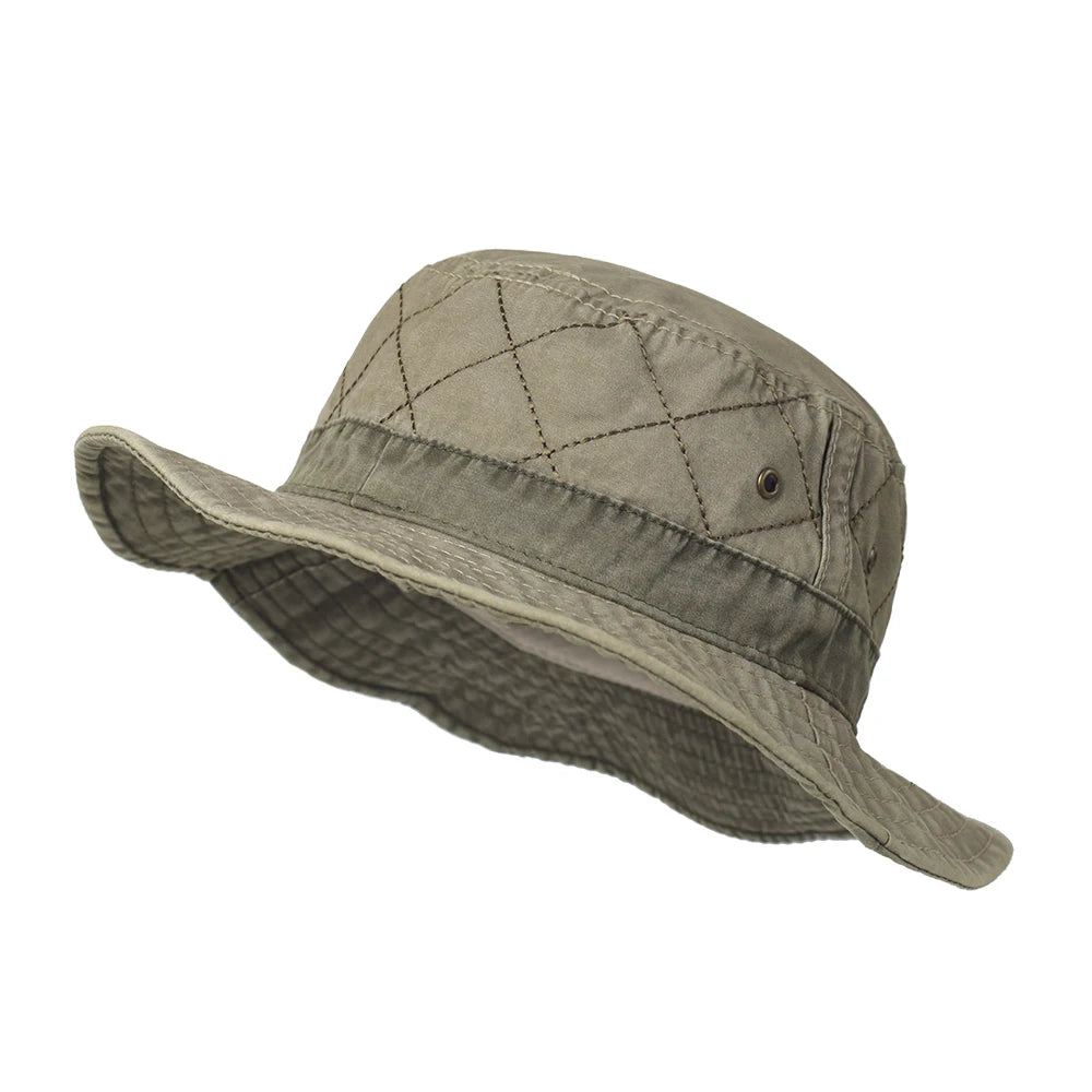 Pălărie tip bucket unisex din bumbac spălat, pentru pescuit și vânătoare, protecție solară