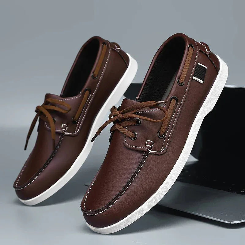 Mocasini din Pânză pentru Bărbați Stil Slip-On cu Talpă de Cauciuc și Vârf Rotund