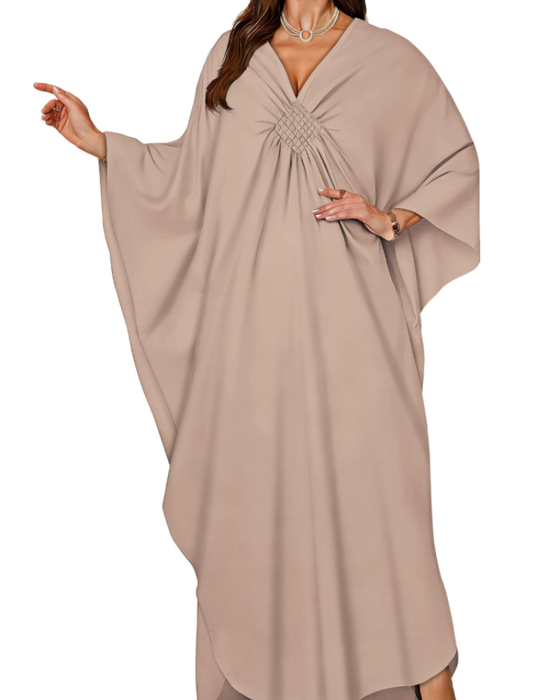 Tunique kimono brodée pour femme avec col en V — plage