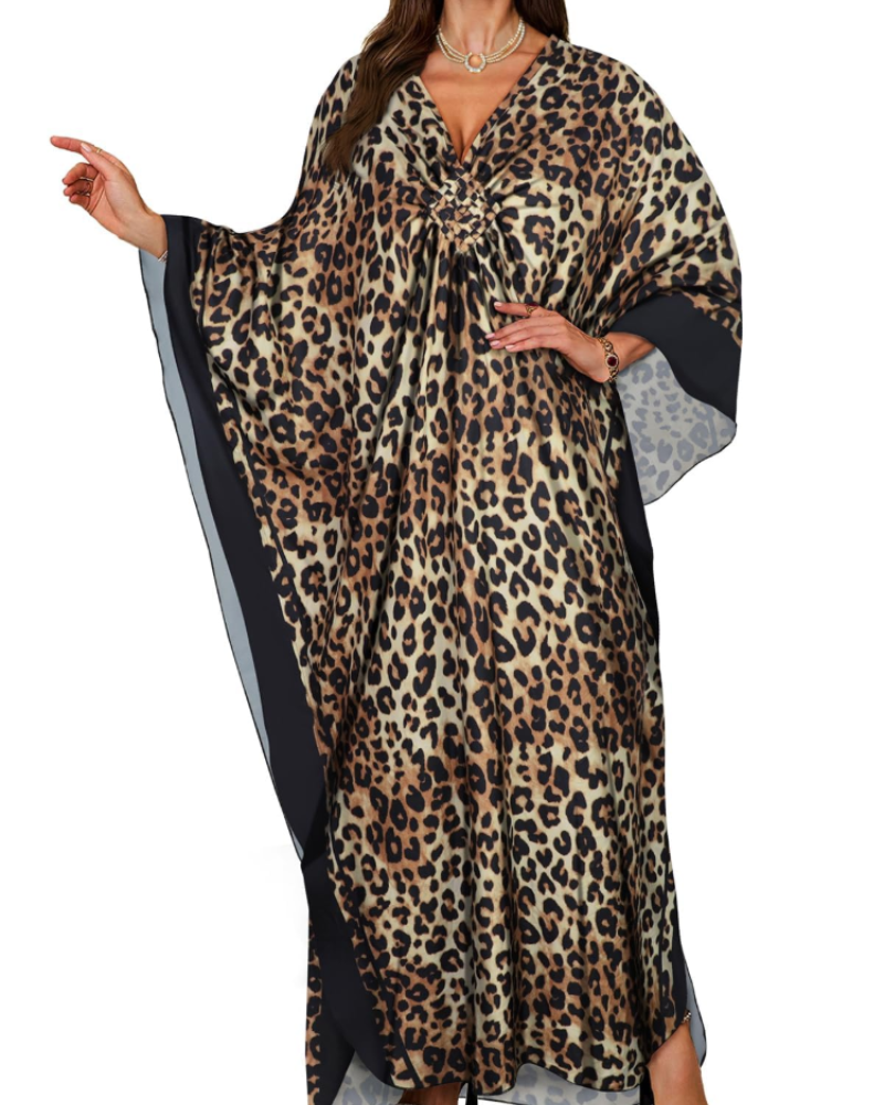 Tunique kimono brodée pour femme avec col en V — plage