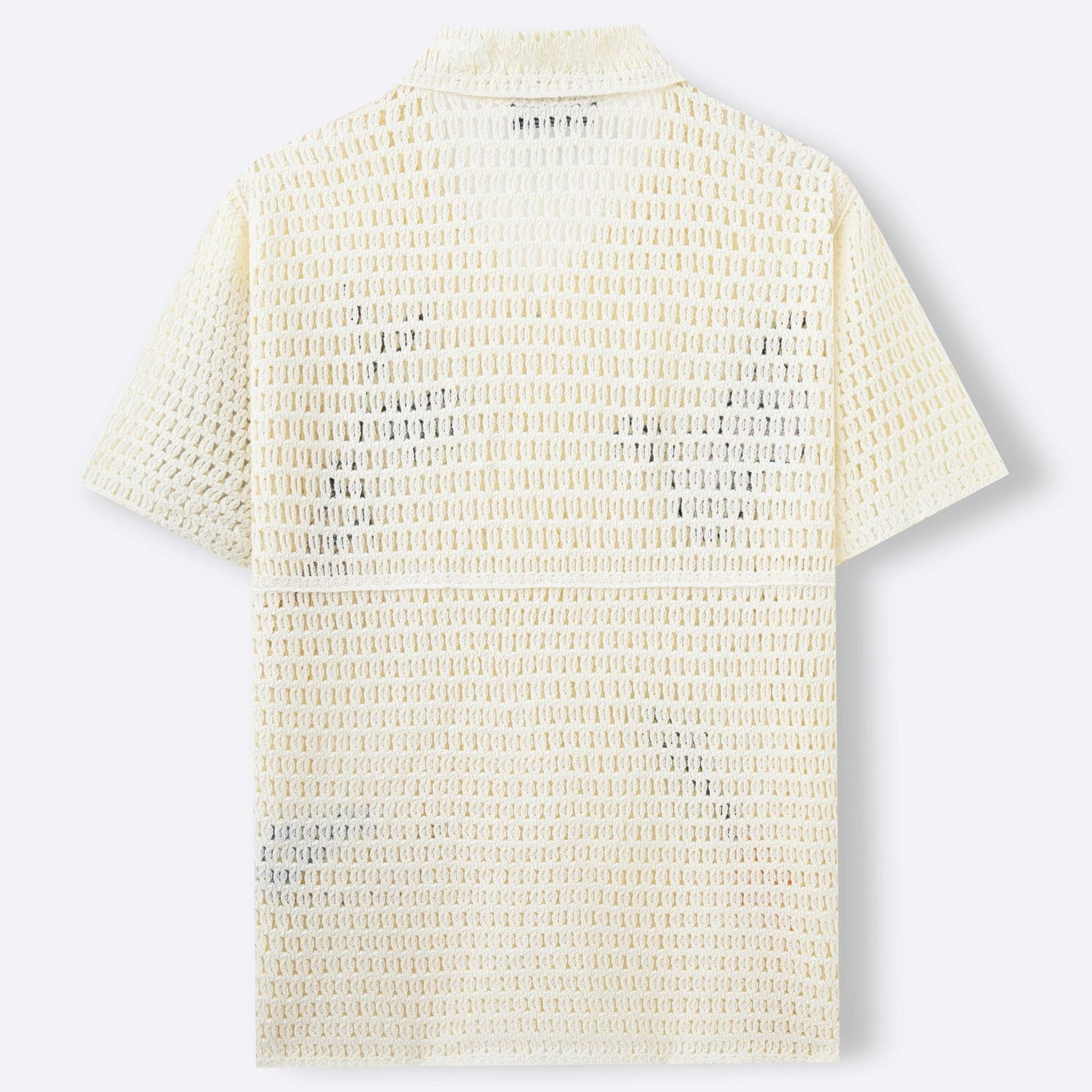 Polo de ganchillo hombre — bordado botánico — ropa de playa