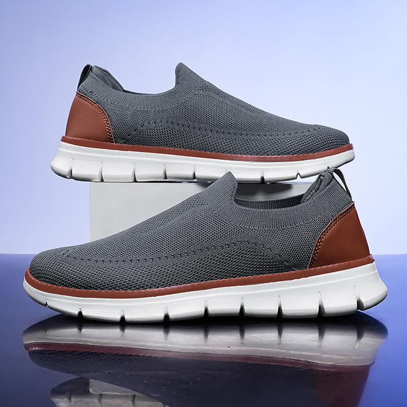 Sneakers Casual Slip-On in Mesh da Uomo con Suola in EVA e Tessuto Fly Knit