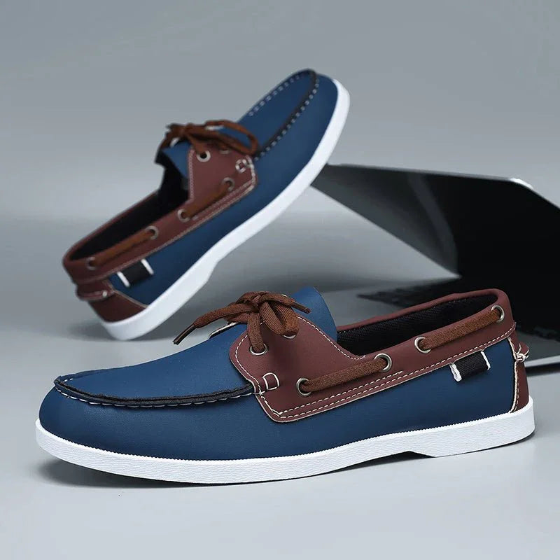 Mocasini din Pânză pentru Bărbați Stil Slip-On cu Talpă de Cauciuc și Vârf Rotund