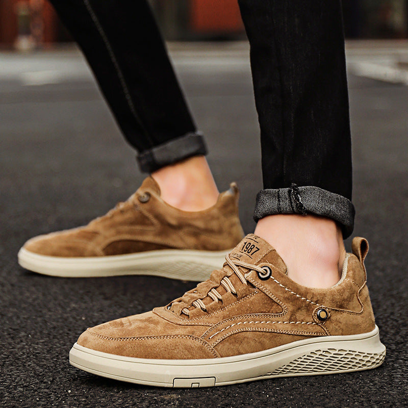 Férfi valódi bőr alkalmi cipő fűzővel és gumitalppal