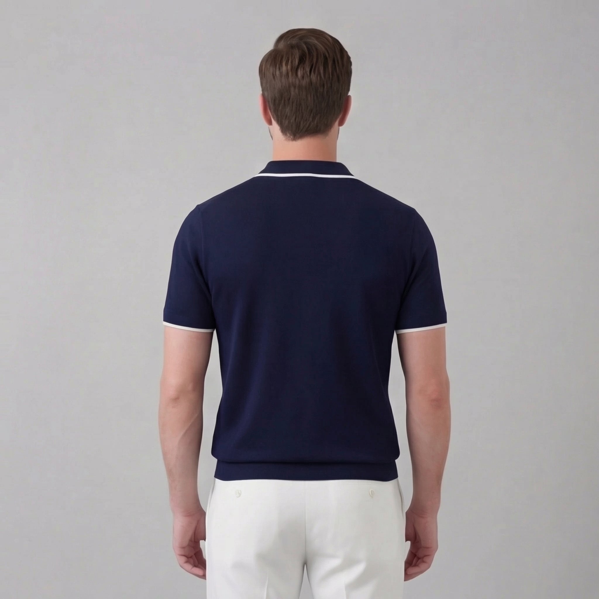 Polo de punto hombre | camiseta cuello polo sin botones para diario