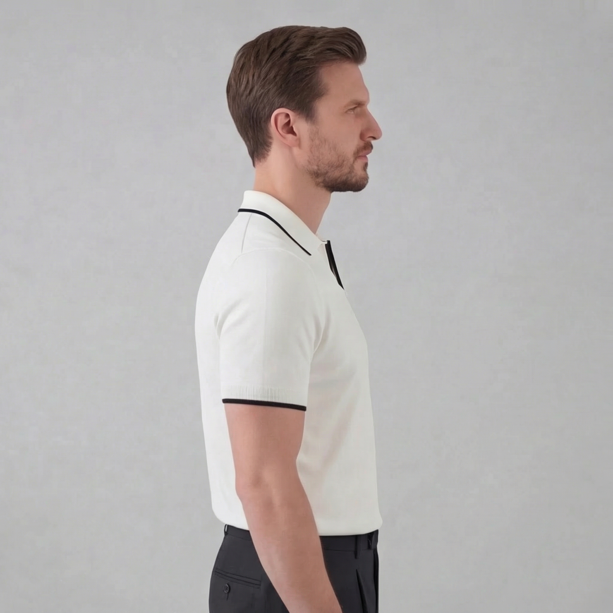 Polo de punto hombre | camiseta cuello polo sin botones para diario