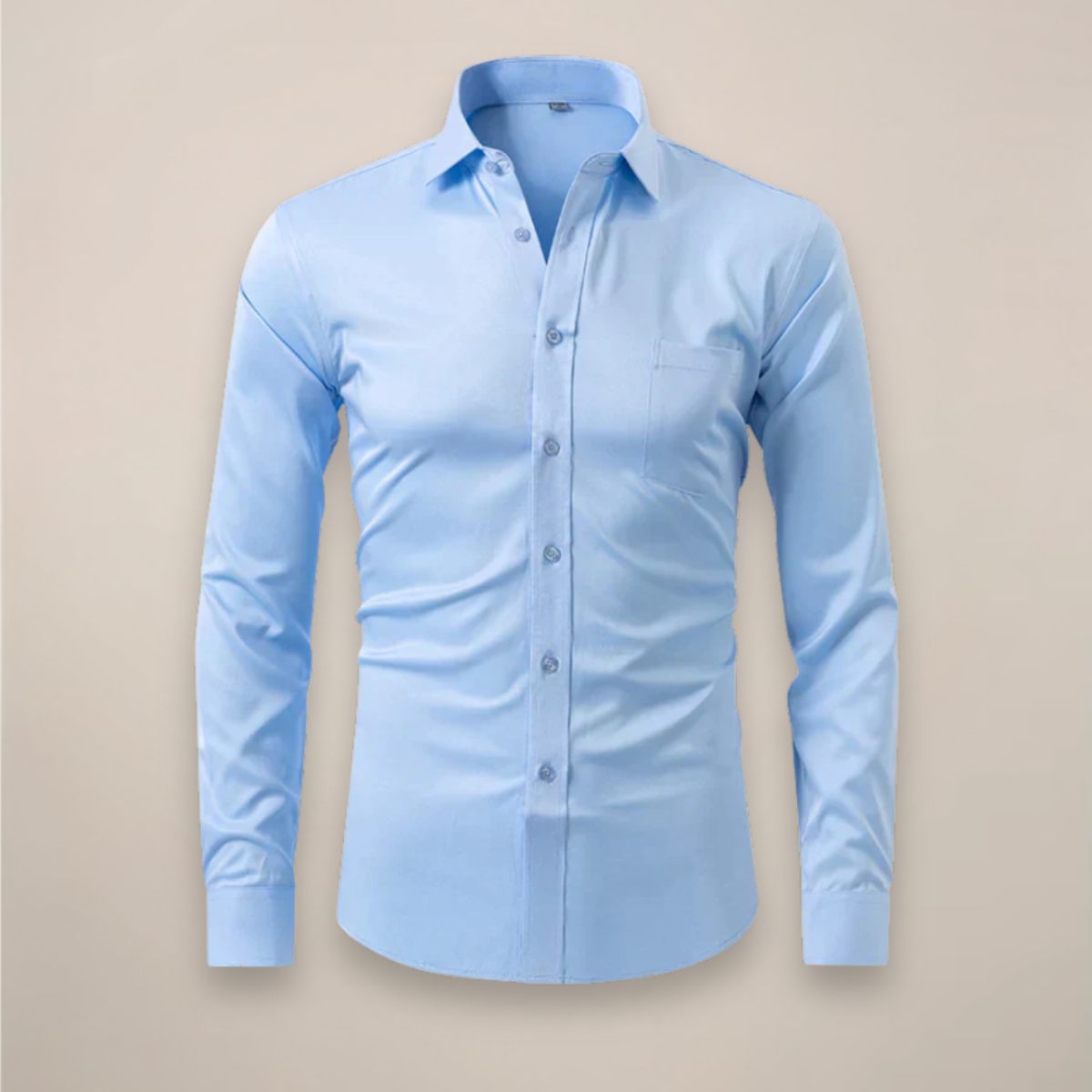 Camicia a maniche lunghe da uomo — taglio strutturato senza pieghe — formale