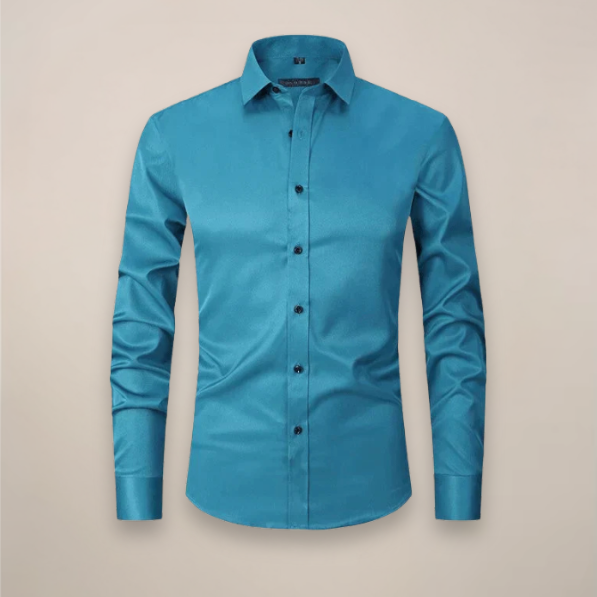 Camicia a maniche lunghe da uomo — taglio strutturato senza pieghe — formale