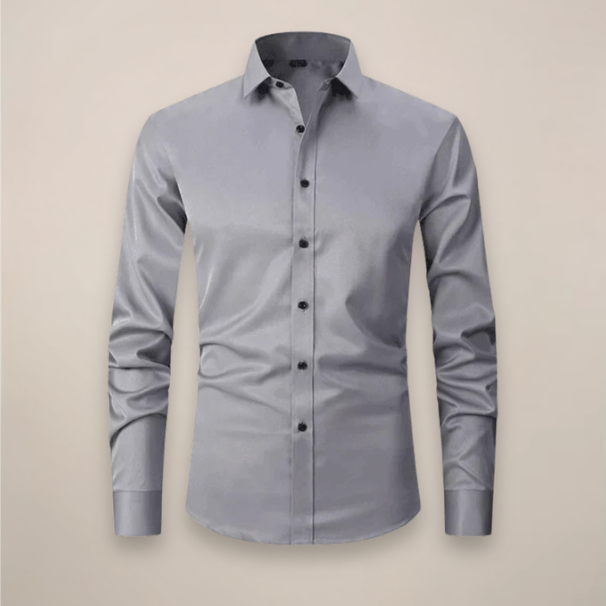 Camicia a maniche lunghe da uomo — taglio strutturato senza pieghe — formale