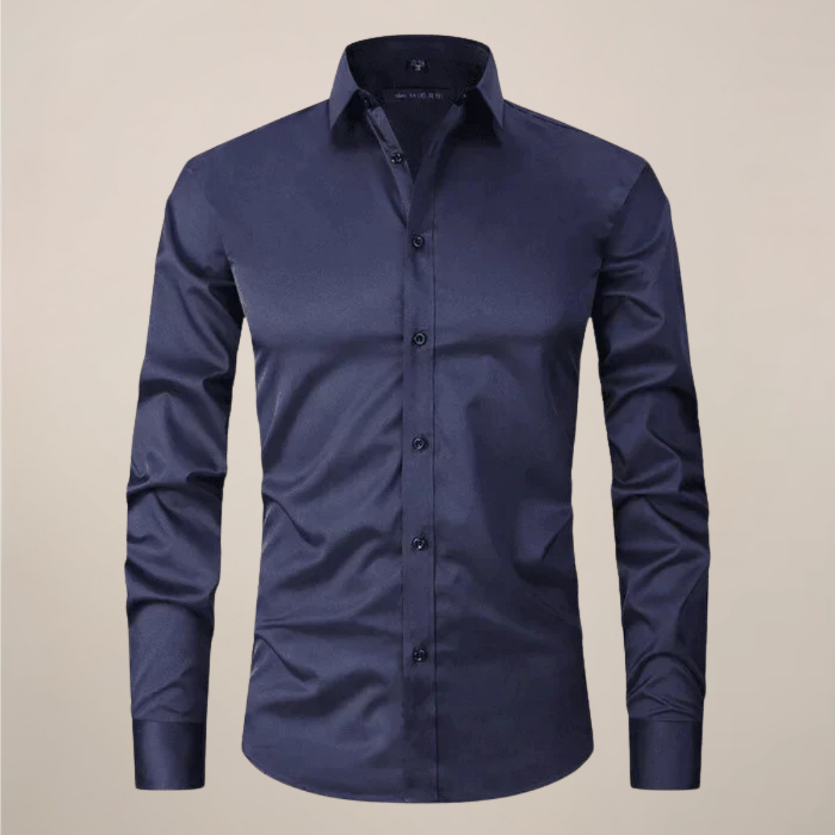 Camicia a maniche lunghe da uomo — taglio strutturato senza pieghe — formale