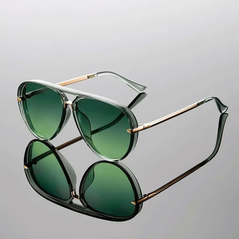 Aviator sunglasses with double bridge, UV400 protection, square frame, unisex