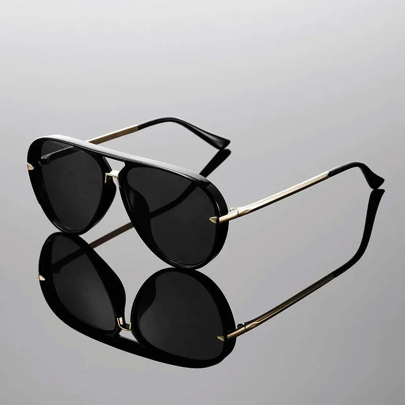 Ochelari de soare aviator cu punte dublă, protecție UV400 și ramă pătrată unisex