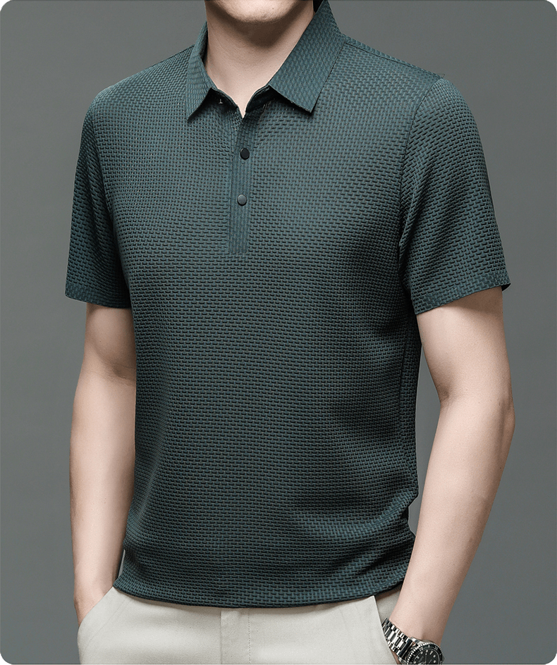 Polo de hombre con textura microestructurada y botones — business casual