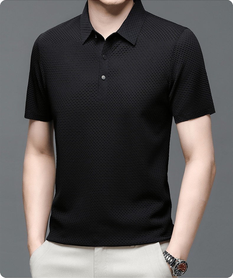Polo de hombre con textura microestructurada y botones — business casual