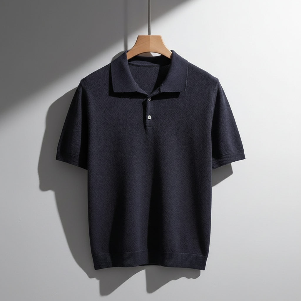 Polo en maille pour homme en coton avec coupe ajustée — décontracté