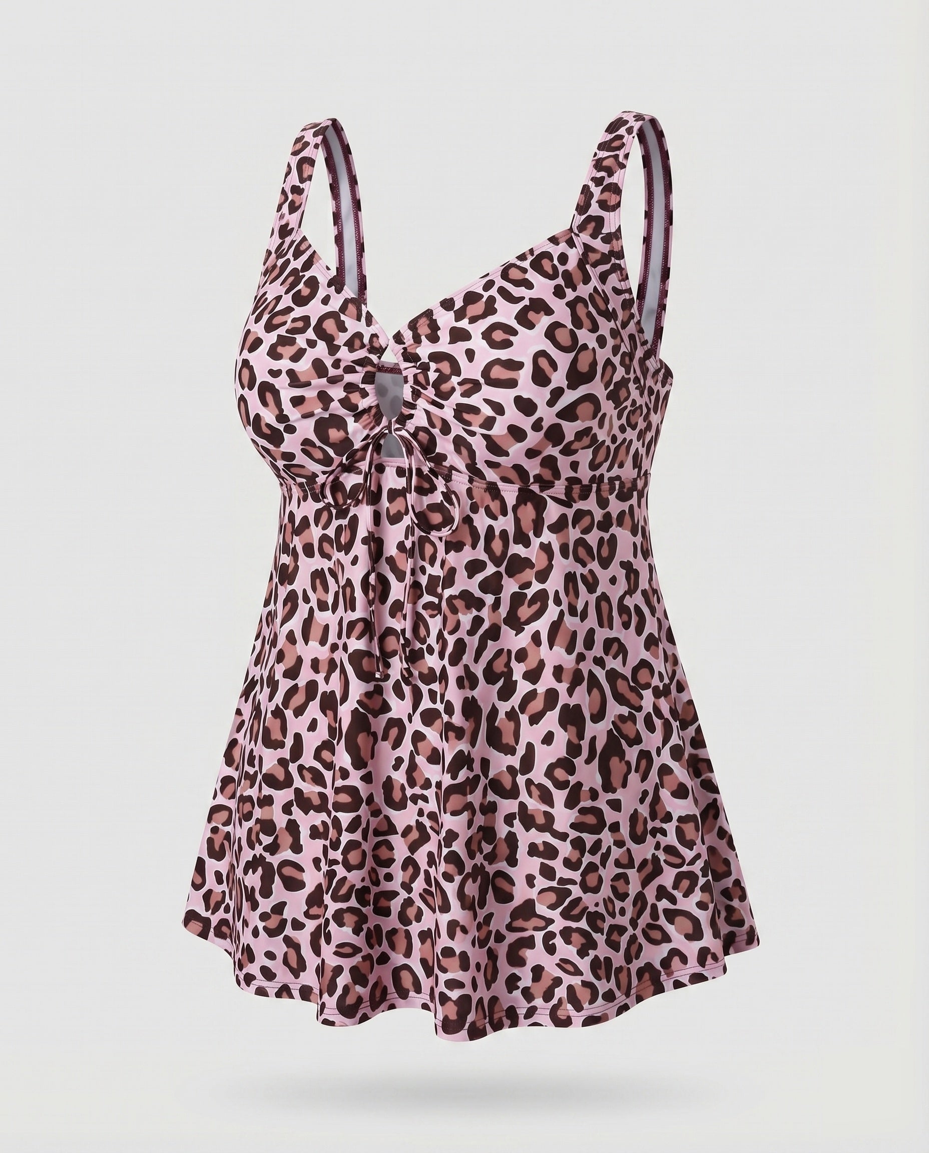 Top de tankini de cintura alta para mulher com decote keyhole e bainha de túnica