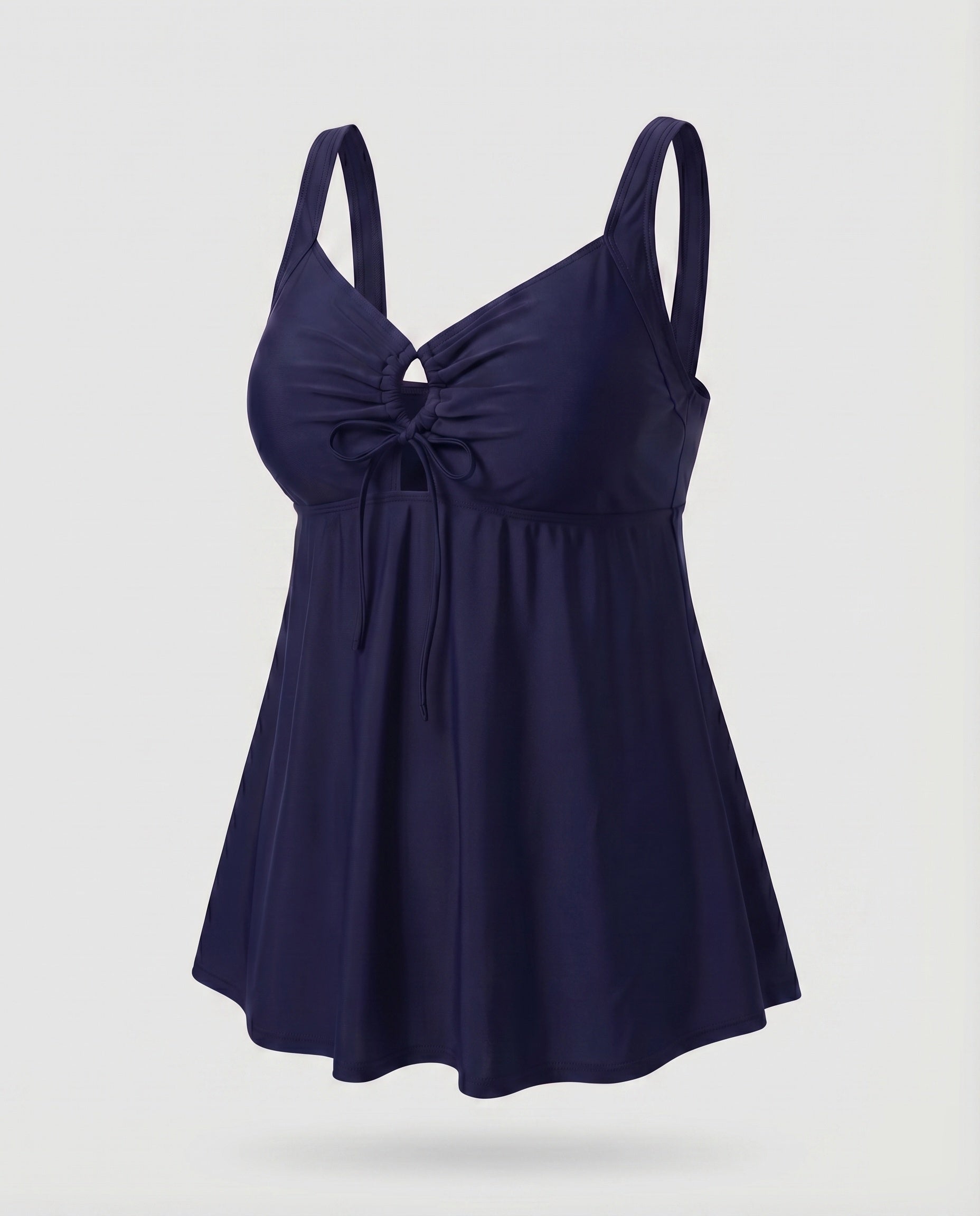 Top de tankini de cintura alta para mulher com decote keyhole e bainha de túnica
