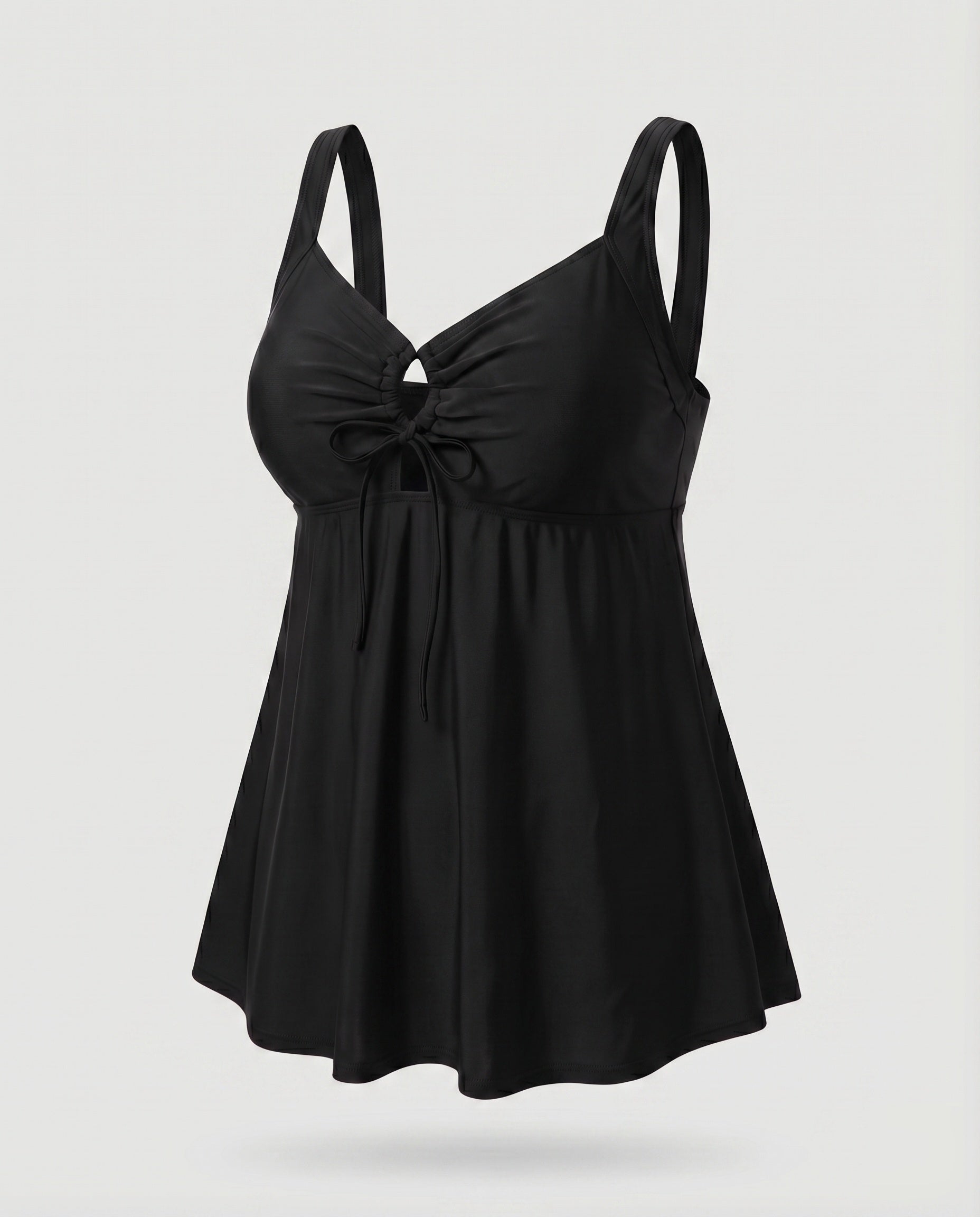 Top de tankini de cintura alta para mulher com decote keyhole e bainha de túnica