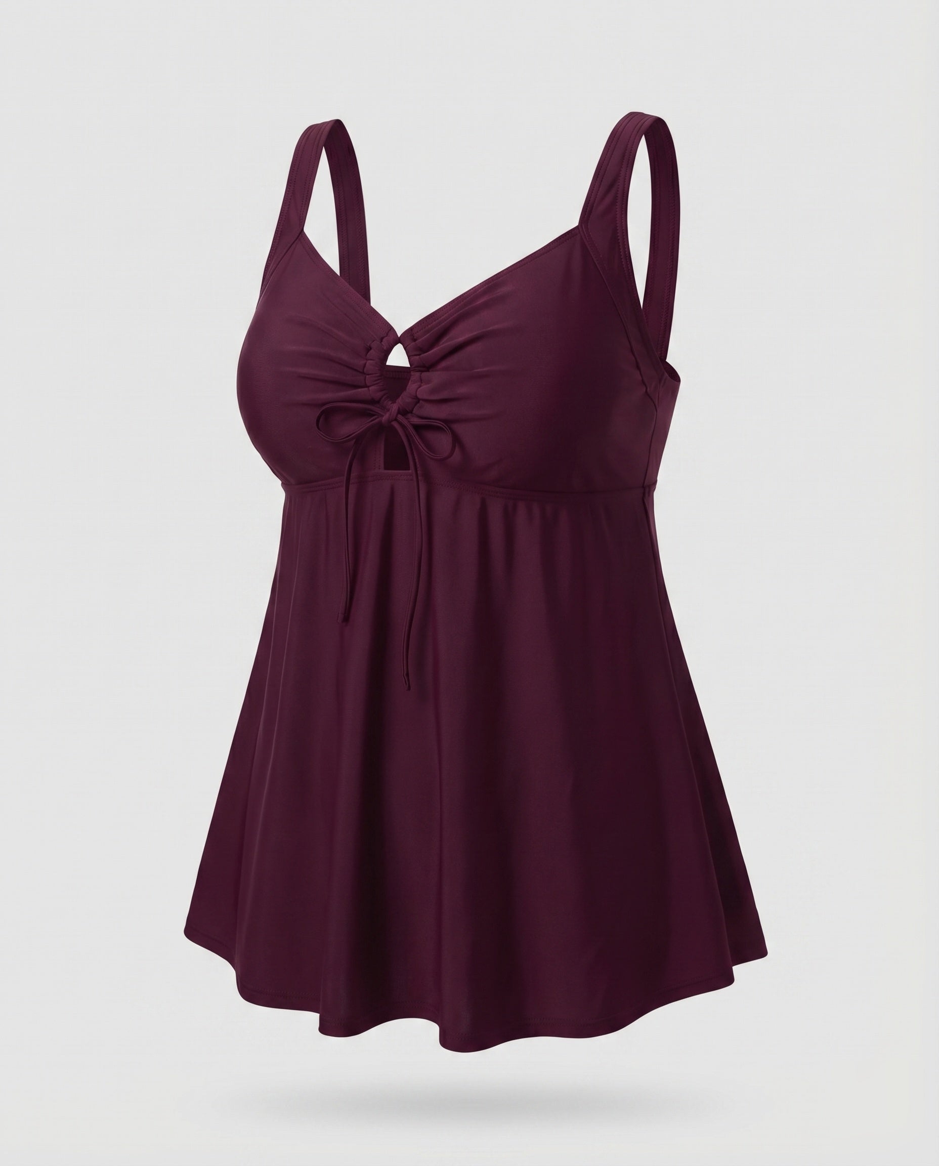 Top de tankini de cintura alta para mulher com decote keyhole e bainha de túnica