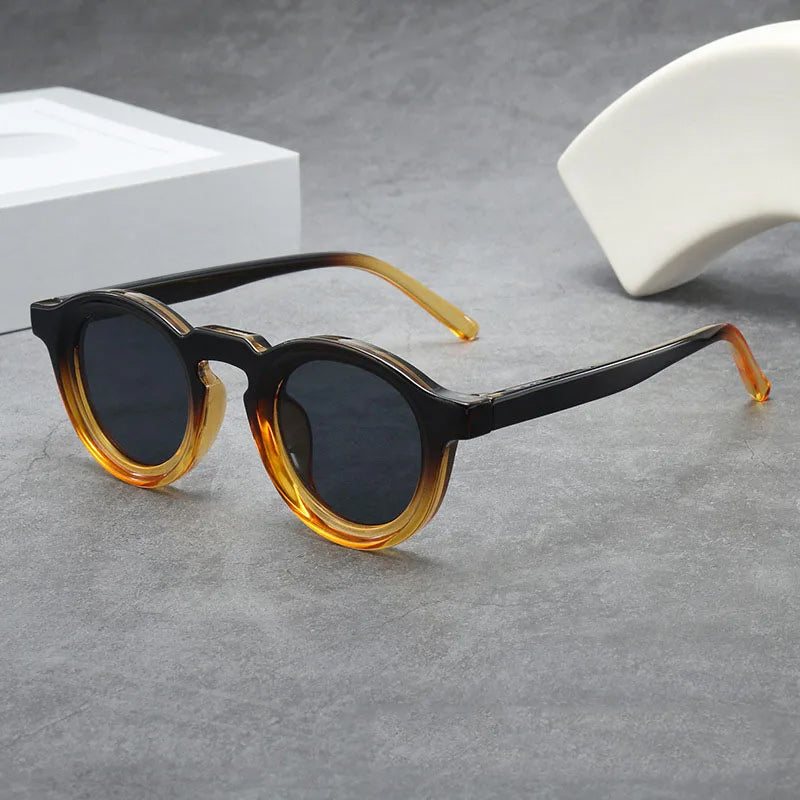 Lunettes de soleil rondes rétro à petite monture, protection UV400, verres teintés unisexe