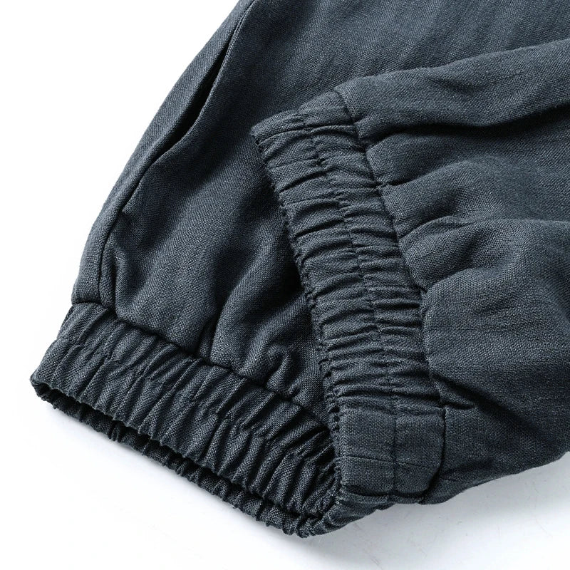 Pantalones de Lino para Mujer de Pierna Ancha con Cintura Elástica y Corte al Tobillo