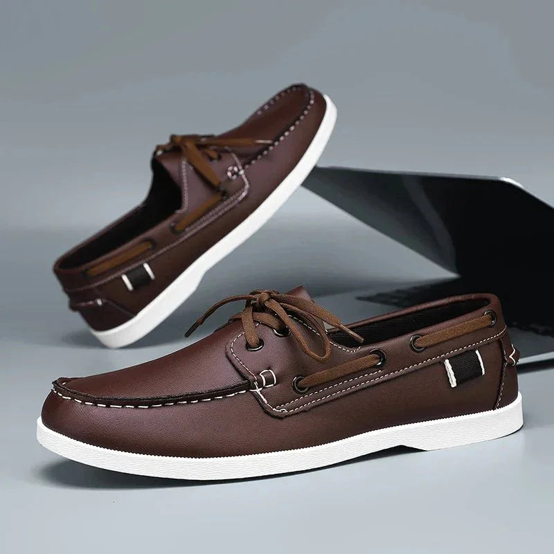 Mocasini din Pânză pentru Bărbați Stil Slip-On cu Talpă de Cauciuc și Vârf Rotund