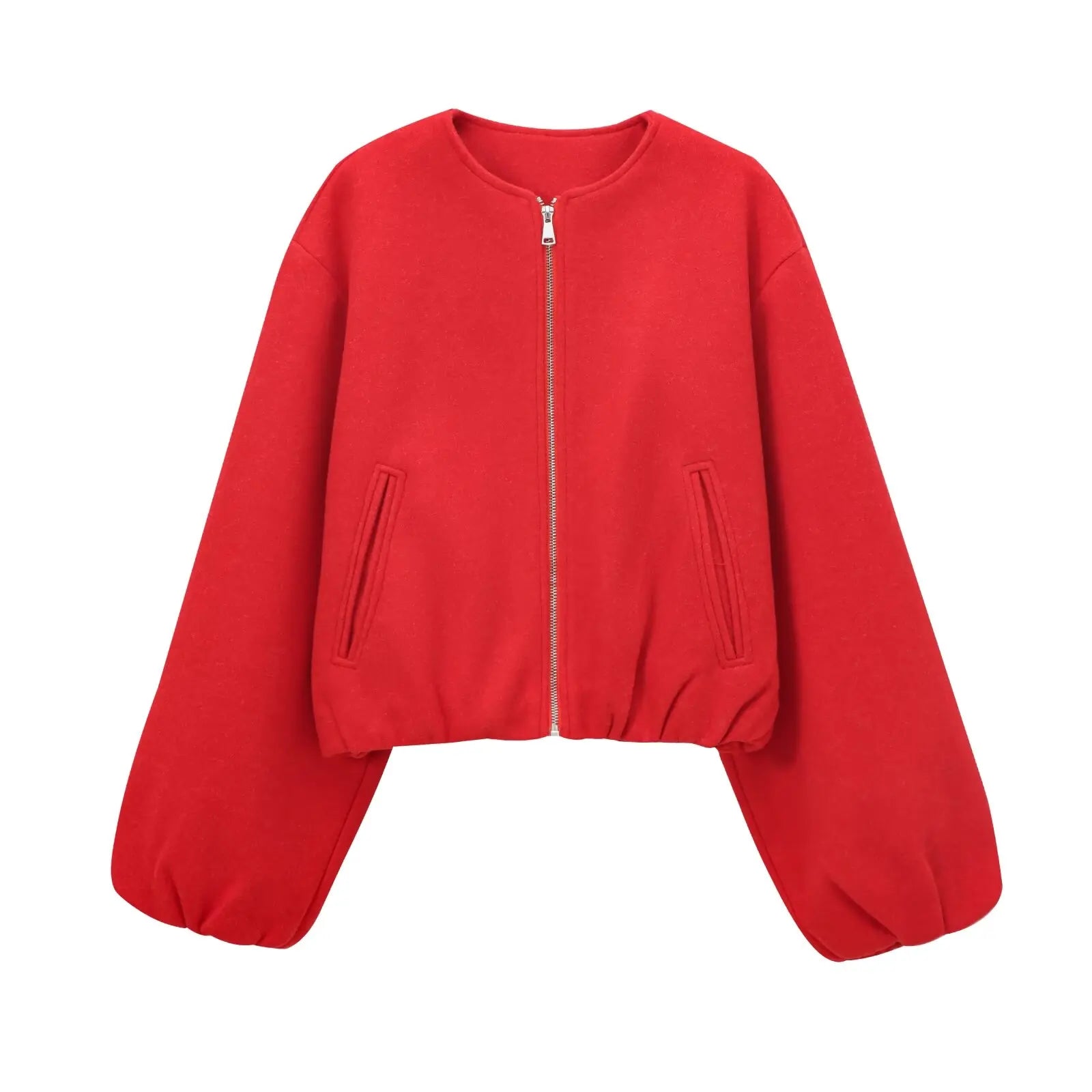 Veste Bomber Femme à Coupe Ample avec Fermeture Éclair Frontale