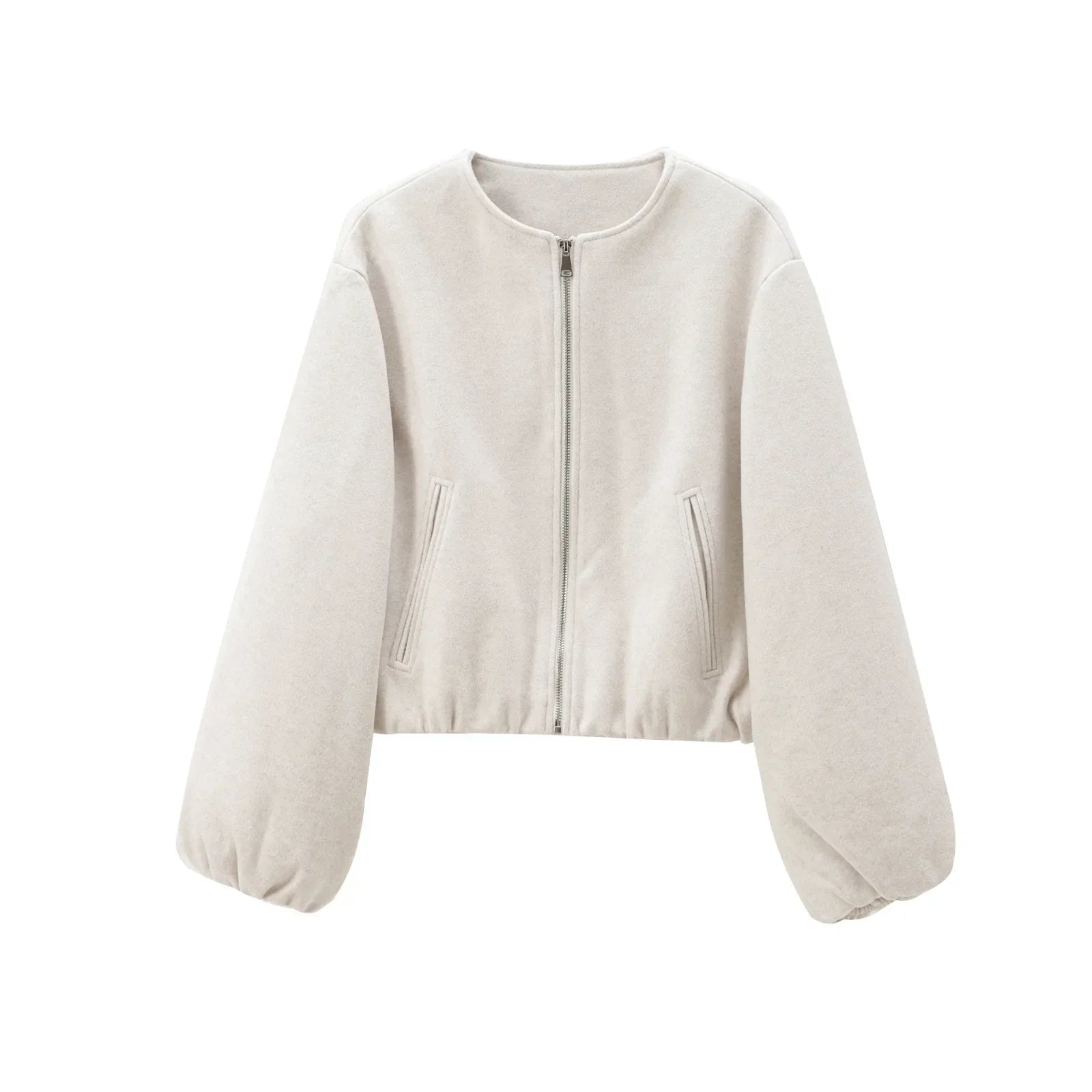 Veste Bomber Femme à Coupe Ample avec Fermeture Éclair Frontale