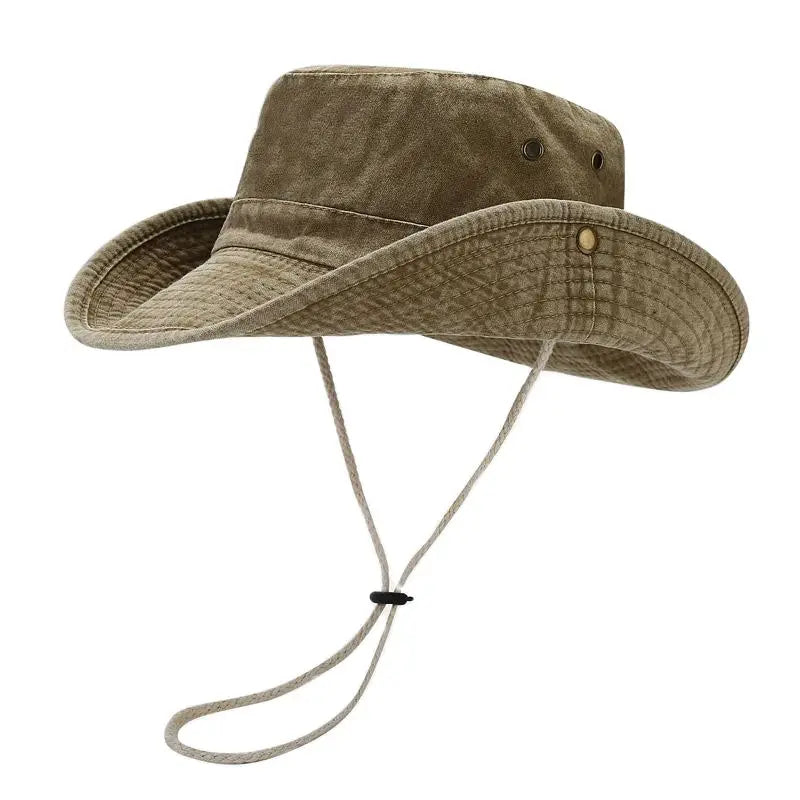 Sombrero de pescador unisex de algodón con ala ancha ajustable