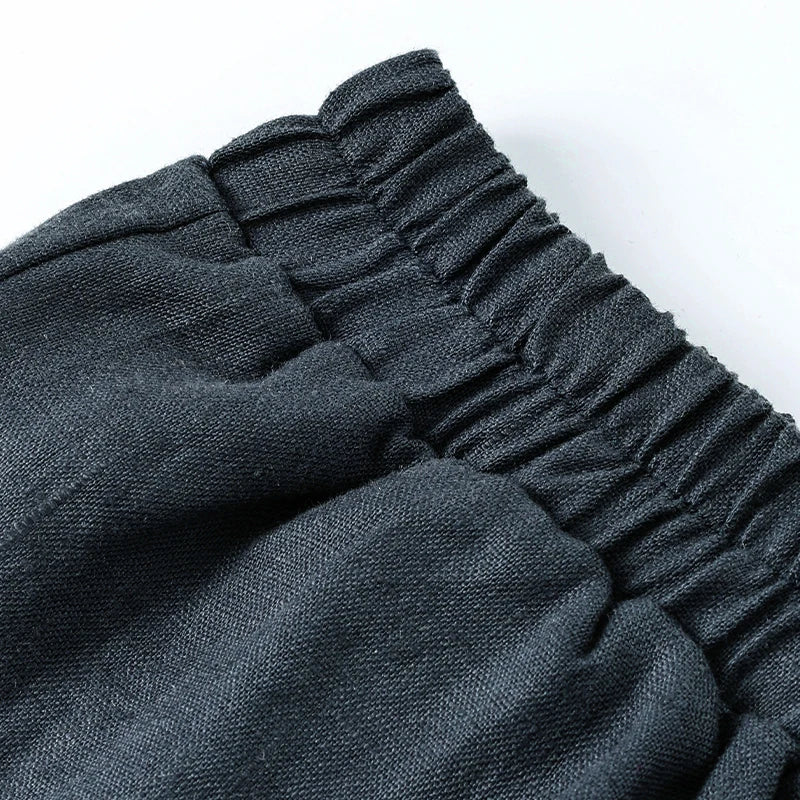 Pantalones de Lino para Mujer de Pierna Ancha con Cintura Elástica y Corte al Tobillo