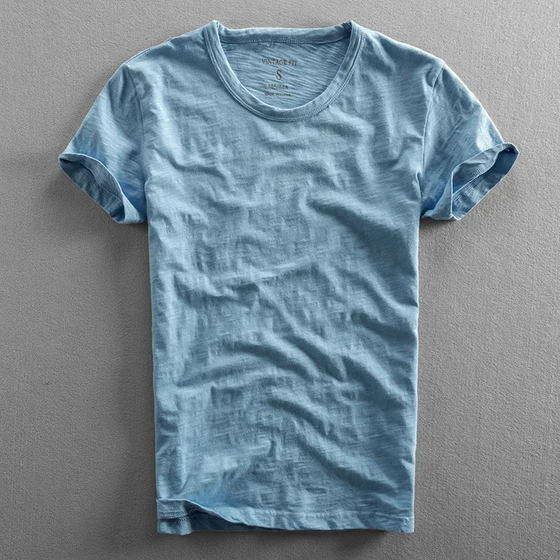 T-shirt 100 % coton pour homme avec col rond et manches courtes