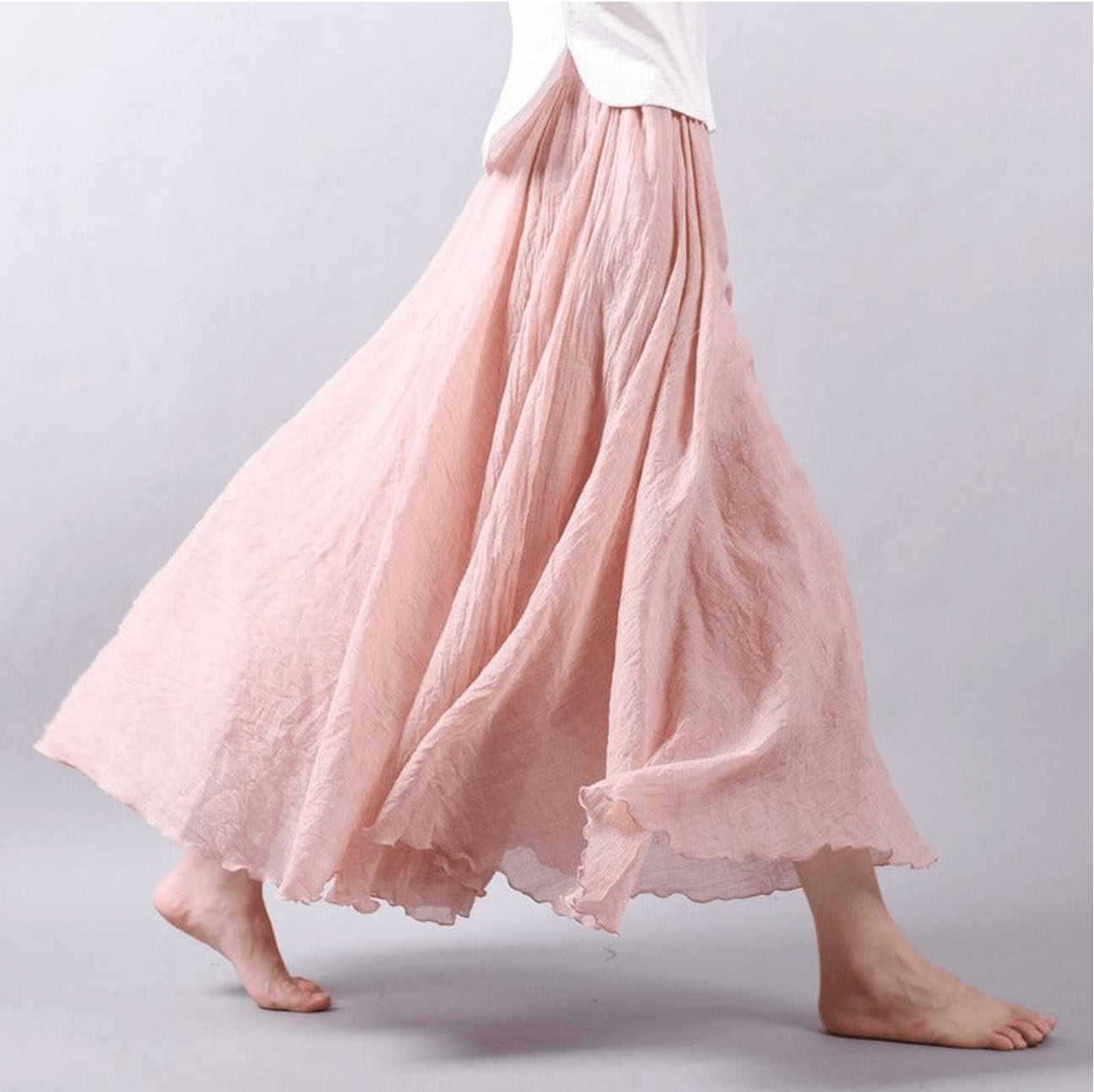 Gonna maxi in lino da donna — taglio svasato bohemien per l'estate