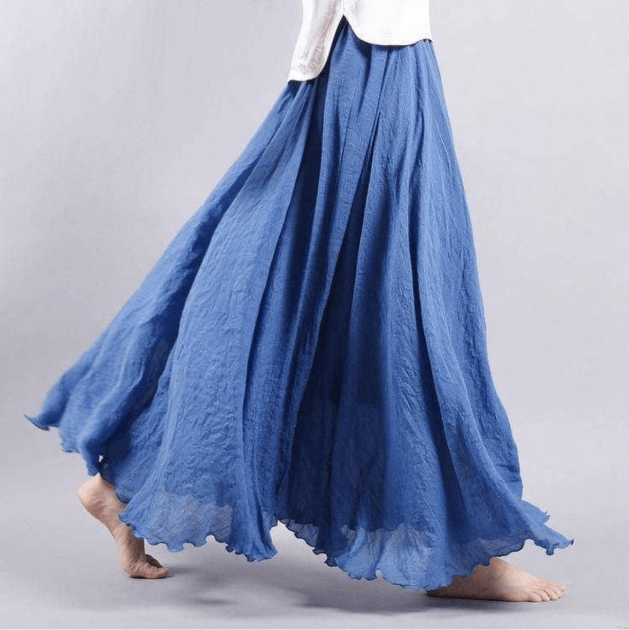 Gonna maxi in lino da donna — taglio svasato bohemien per l'estate