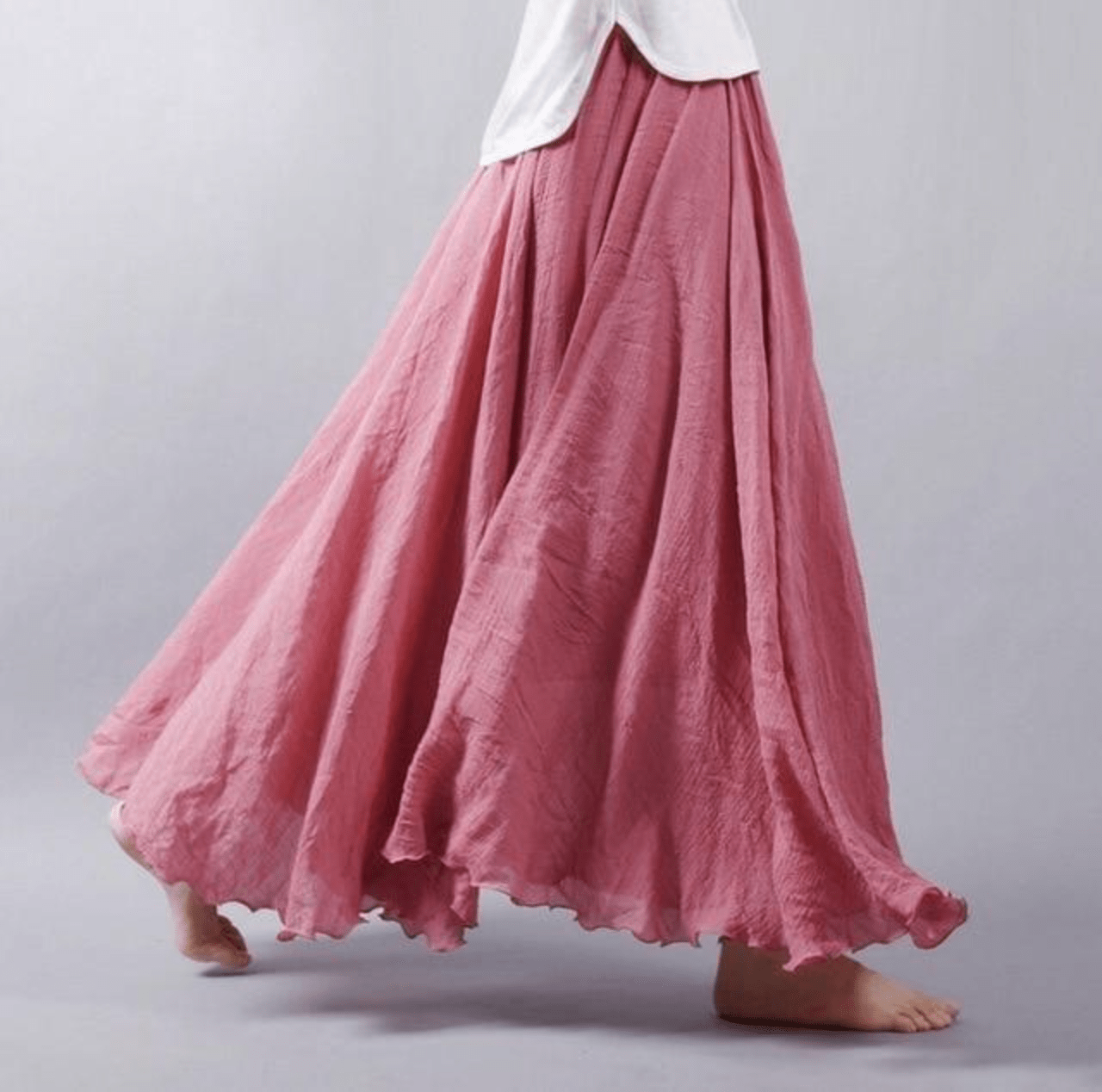 Gonna maxi in lino da donna — taglio svasato bohemien per l'estate