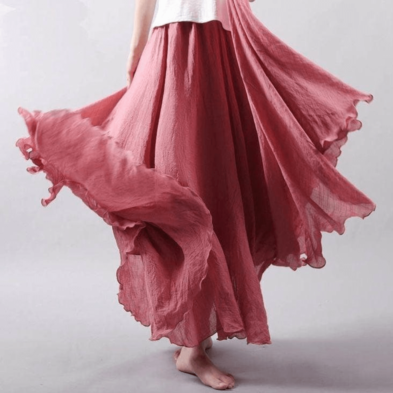 Gonna maxi in lino da donna — taglio svasato bohemien per l'estate