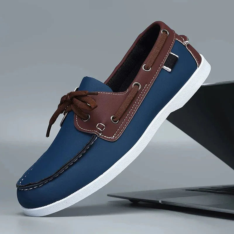Mocasini din Pânză pentru Bărbați Stil Slip-On cu Talpă de Cauciuc și Vârf Rotund