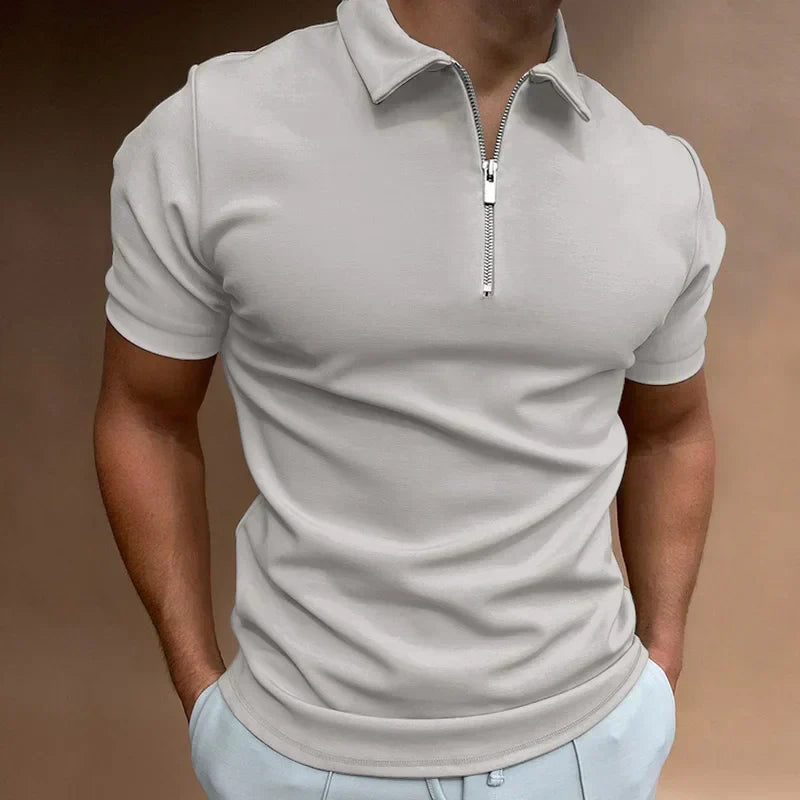 Polo homme à col zippé et manches courtes — décontracté