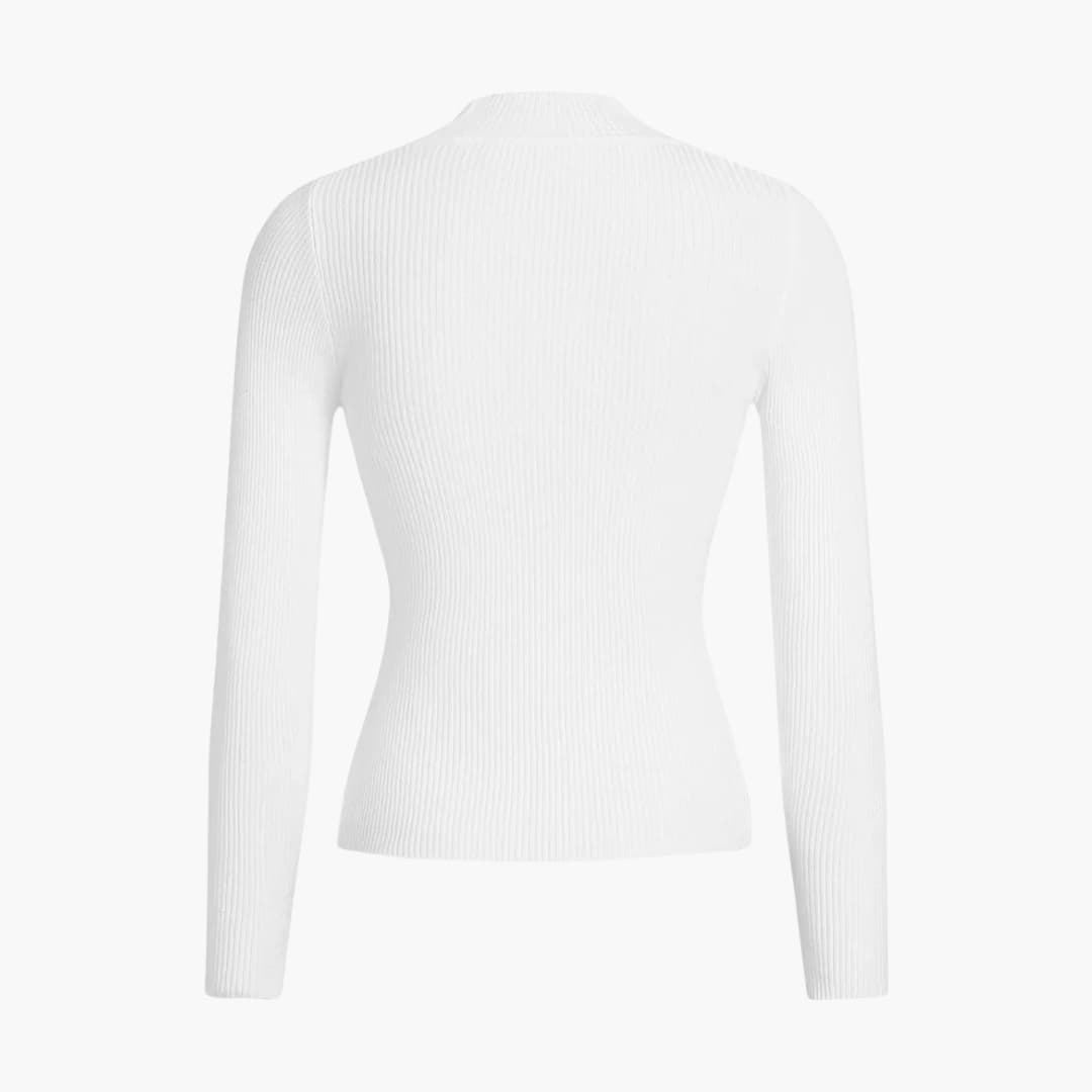 Women's basic fitted knit sweater with mock turtleneck