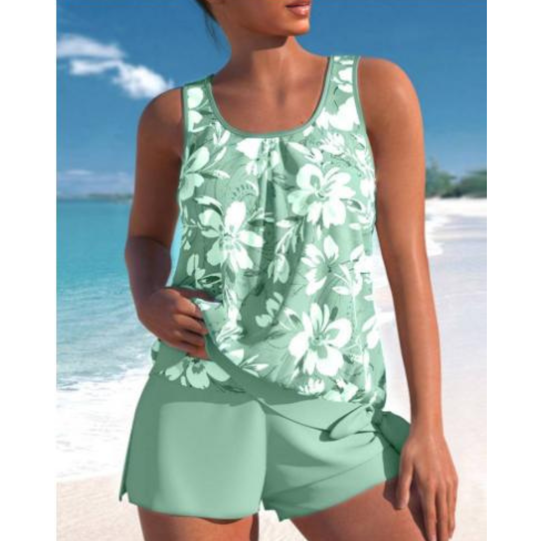 Σετ Tankini Παραλίας για Γυναίκα με Αμάνικο Τοπ και Σορτς