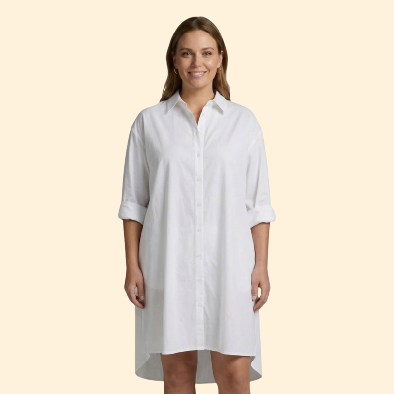 Vestido camisola de praia com estampado e manga comprida para mulher