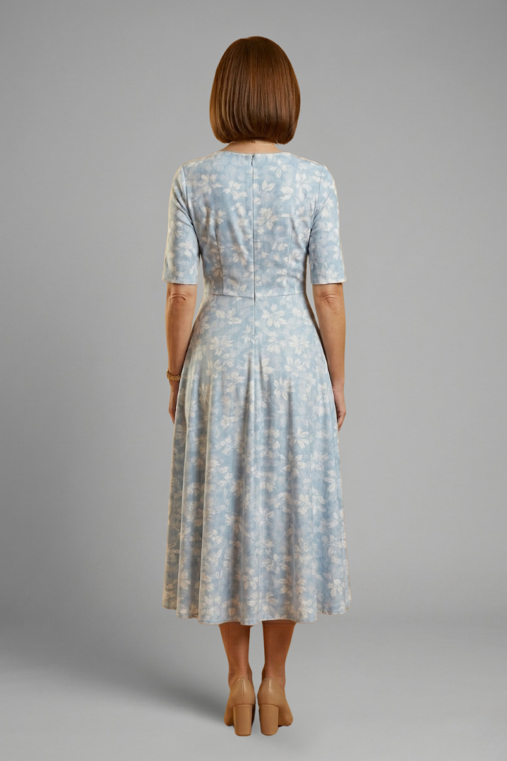 Midi dress for women - relaxed fit dress with V-neck | casual